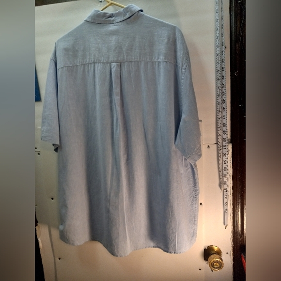 Chaps The Coastland 55% Linen Blend Classic Fit XXL Blue Business Casual Shirt - Picture 6 of 16